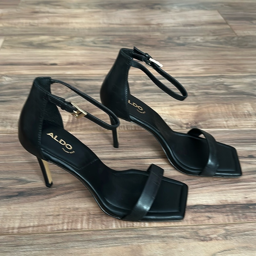 ALDO Renxa black strap stilletto heels (pillow walk sole) worn once! size 8.5